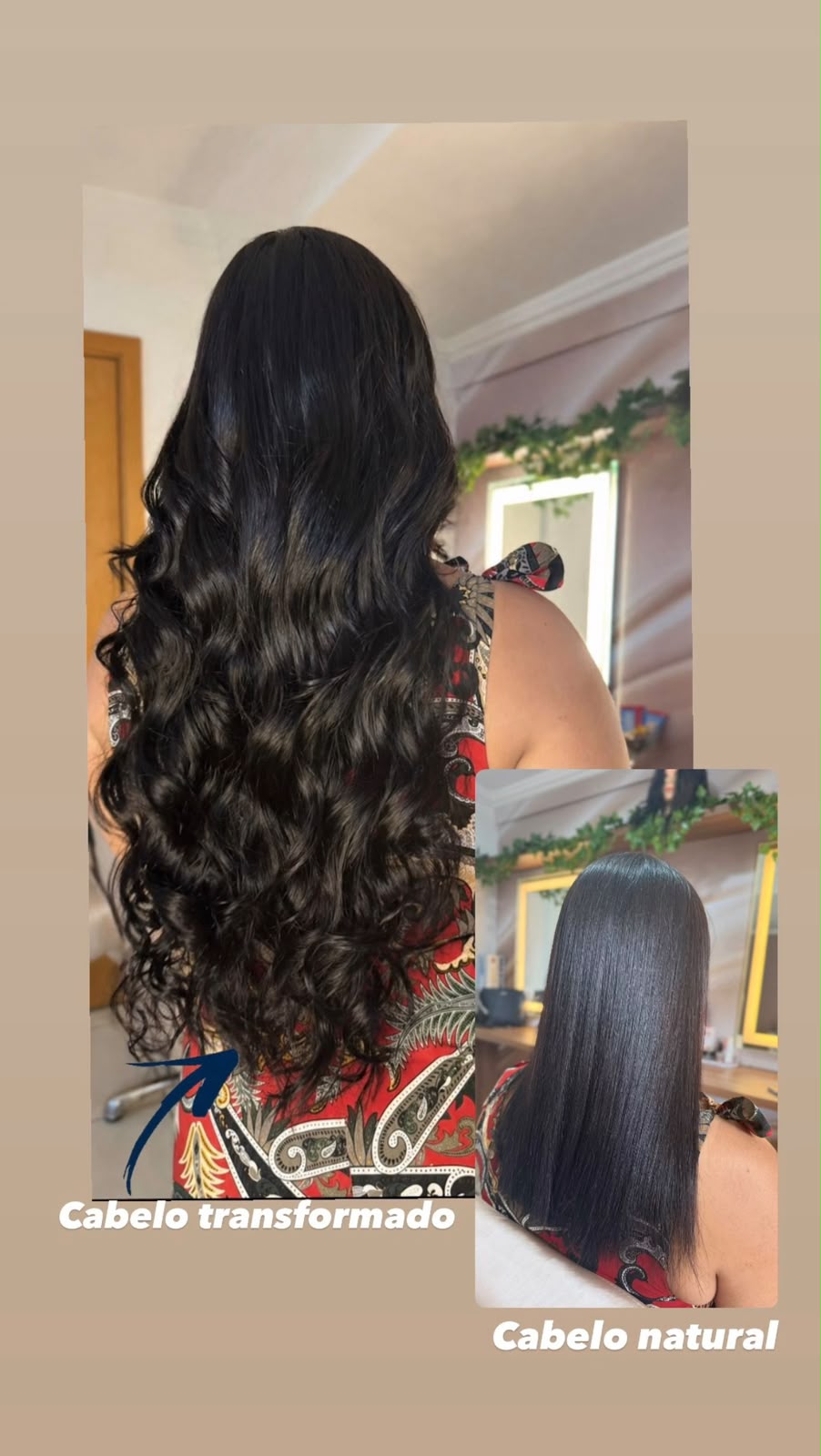 Cabelo transformado com mega hair ondulado volumoso